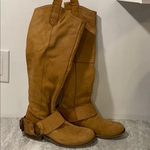 Leather knee high riding boots